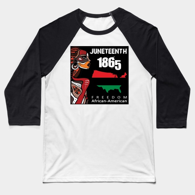 Juneteenth African American Flag Melanin Afro Artwork Women Baseball T-Shirt by Studio Hues